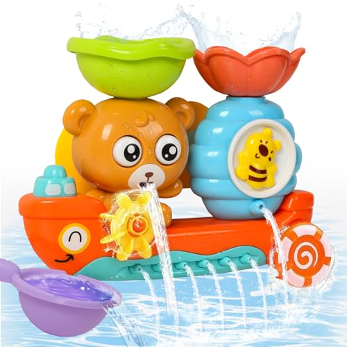 Yokuni Badewannenspielzeug, Badespielzeug Baby mit Zwei leistungsstarken Saugnäpfen, Baby Wasserspielzeug funktioniert ohne Batterien und hält für 1, 2, 3, 4 Jahre alte Boys and Girls