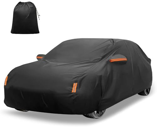 X AUTOHAUX Car Cover for Honda Civic Sedan/Coupe 210D-PU Outdoor Full Car Cover All Weather with Door Zipper for Waterproof Windproof Sun Rain Snow Protection