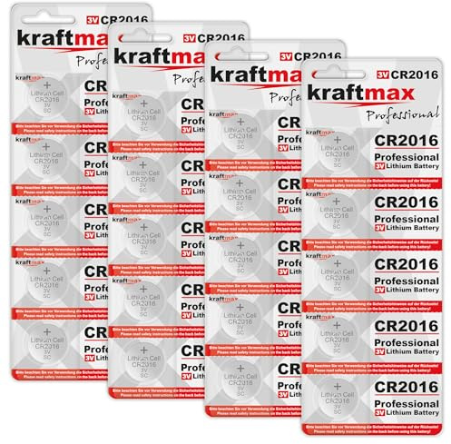20-pack Kraftmax CR2016 litiumbatteri med hög prestanda/3 V knappcell för professionella tillämpningar – CR 2016