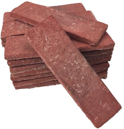 Jusmioke 40 Pcs Red Thin Wall Brick Veneers, 2.4 x 7.9 for Kitchen Backsplash, Living Room, Fireplace, Interior and Exterior Wall Decoration (7 sq.ft)