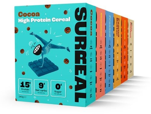 Surreal Gluten Free Mega Bundle - High Protein Cereal – Zero Sugar – Healthy Plant-Based Cereal - High in Fibre - Low Carb - Vegan - 13g-14g of Protein, 0g of Sugar - 240g per box, 6 Pack (1 x each)