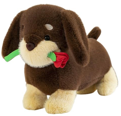 AQCQDQ Kuscheltier Henry Dackel,25cm Dackel Plüsch Langes Kissen Braun Hund Tier Puppe,Hund Plüschtier Plüsch Spielzeug weich&waschbar Geschenk für Kinder Baby Mädchen Junge (50cm,Braun)