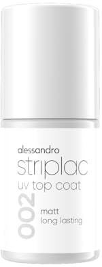 alessandro Striplac UV Top Coat Matt – Lunga durata e antigraffio fino a 15 giorni – Utilizzabile con e senza colore – Tecnologia di rimozione delicata – Vegano – Trasparente, 6,5 ml