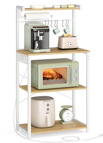 VASAGLE 4-Tier Kitchen Bakers Rack with Power Outlet, 23.6-Inch Wide