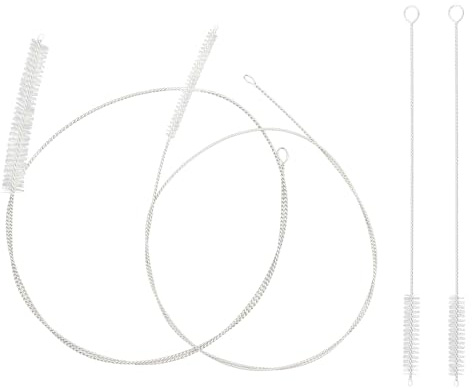 2 pezzi spazzole per tubo flessibile, 100 cm, scovolino per cannucce, pulisci cannuccia, bianco, con 2 spazzole di paglia, per cannucce, tubi, teiere, macchine da caffè
