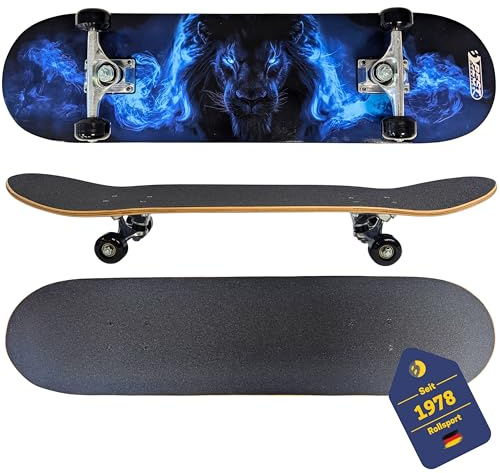 BEST SPORTING Skateboard Lion – Robustes Holzdeck & ABEC 5 Kugellager für Anfänger & Fortgeschrittene – Skateboard Löwe