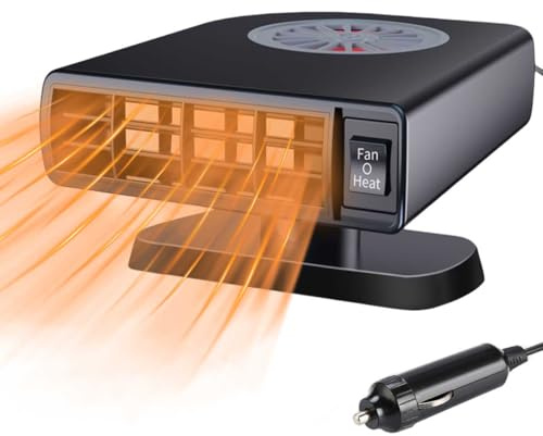 Car Heater Defroster 12V Portable Heater Anti-Fog 2 in1 Heating & Cooling Fan 360 degree Rotation Heating Defroster Car Defogger Heater Demister for Car Vehicle Defroster Car Defroster Windshield