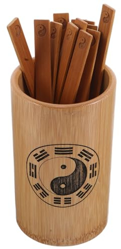 TOPPERFUN Palos de I Ching y Cubo de Bambú para Adivinación Educativa, Juego Portátil para Aprendizaje del Feng Shui de Decisiones Culturales