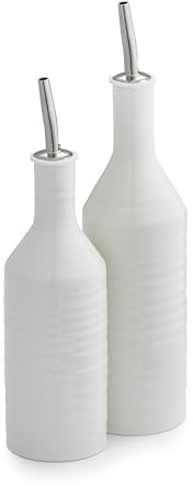 Portmeirion x Sophie Conran Oil & Vinegar Drizzler Set - White Porcelain, Durable with Controlled Flow, Suitable for Cooking and Table Service