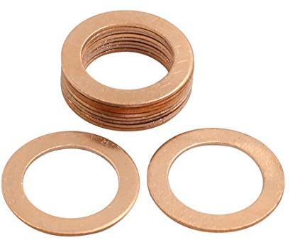 sourcing map 10pcs Joint Cuivre 20mm Dia Interne Rondelle Cuivre bagues étanchéité raccord plat