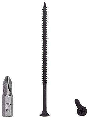 Lot de 50 vis en acier carbone phosphate noir 4,2 x 90 mm pour cloison sèche, tête bombée, filetage fin, fixations de cloison sèche (50, 4,2 x 90 mm)