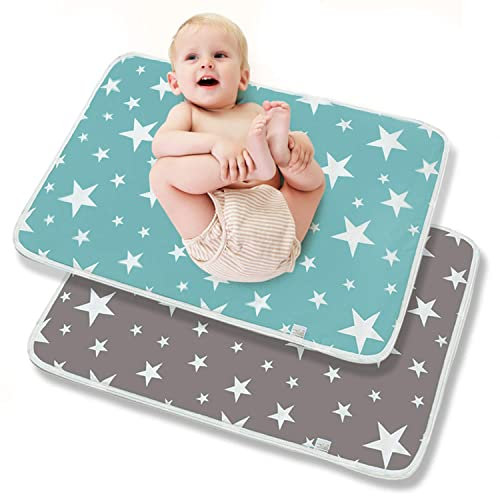 2 Stück Baby Wickelunterlage, Waschbar Säugling Wickelunterlage für Babys und Kleinkinder, Wasserdicht Atmungsaktiv Wiederverwendbare Wickelauflagen Changing Mat für Haustiere Female Elderly,50x70cm