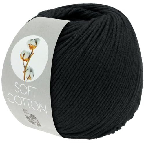 LANA GROSSA Soft Cotton | Weiches Baumwollgarn mit modernem Mikrofaseranteil | Handstrickgarn aus 70% Baumwolle & 30% Polyacryl | 50g Wolle zum Stricken & Häkeln | 140m Garn FB34