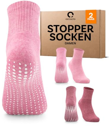 Occulto chaussettes antidérapantes femmes 80% coton 2-4 Paires (modèle: Madeleine)