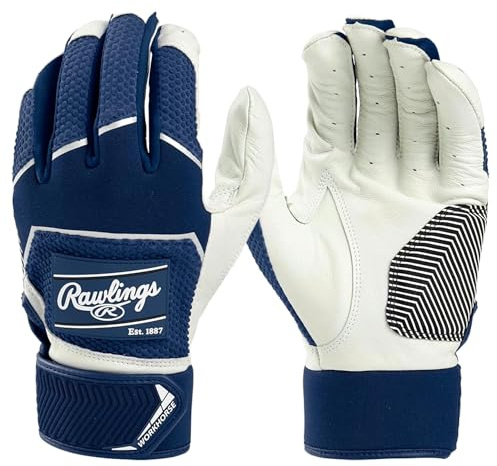 Rawlings | Workhorse Baseball Batting Gloves | Adult Medium | Navy