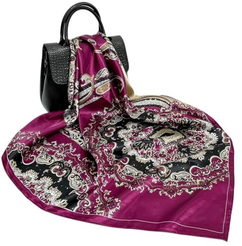 FAIRYGATE Schal Damen Seidenschal Damen Seidentuch 90x90 Große quadratische Fleckschals für Damen Seidig wie Kopftuch Bandanas Haarschal Halstuc Schlafringe 61006