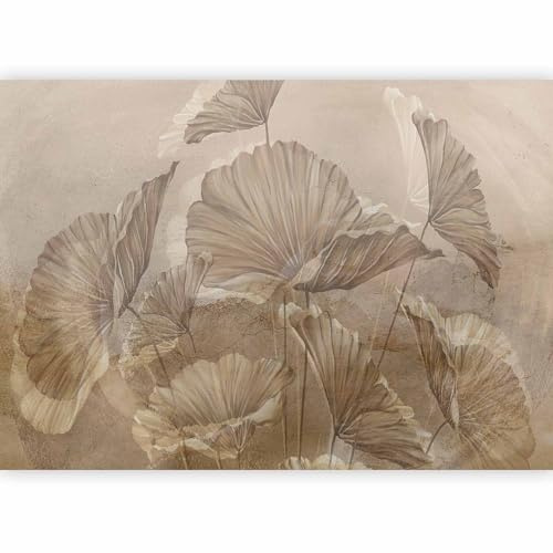 murando Photo Wallpaper Beige Leaves 350x256 cm / 138x97 | Non-Woven Premium Art Print Fleece Wall Mural Decoration Poster Picture Design Modern Plants Nature like painted