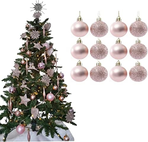 UKDeals Direct® COLECCIÓN ORO ROSA BOLAS DE NAVIDAD EN FORMA DE GOTA DECORACIONES PARA ÁRBOL PURPURINA MATE CARÁMBANOS (Paquete de 12 Bolas de 38mm)