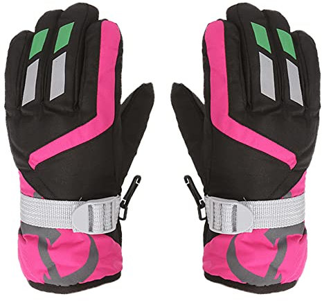 Uposao Kinder Skihandschuhe,Snowboard Handschuhe Schneehandschuhe wasserdichte Winter Fahrradhandschuhe Handschuhe Warm Fleece Sport Outdoor Handschuhe für Jungen Mädchen 4-7 Jahre,Schwarz