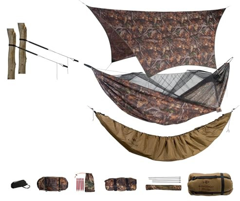 AMAZONAS Ultra-Leichtes Winter-Set Forest - Hängematte, Aufhängung, Tarp, Underquilt-Poncho - Outdoor-Genuss ab 0 Grad, Hochwertige Qualität und stilvolles Design, nur 1,22 kg, Ultraleicht