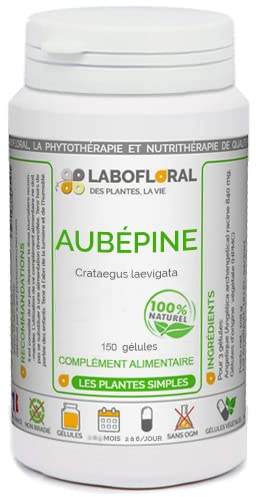 Aubépine Labofloral 150 gélules dosées à 245 mg - Complément alimentaire - Détente, sommeil, fonctions circulatoires - Fabriqué en France