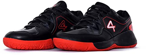 SEGA QUIVE Kids Hyper 4, Lace Up Badminton Shoes, Unisex, Court Footwear… (Red/Black, Numeric_13)