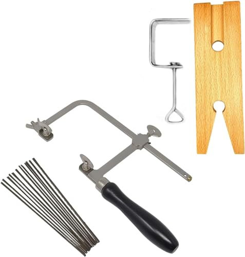 3 in 1 Professional Jeweler's Saw Set Saw Frame Kit 144 Blades Wooden Pin Clamp Wood Metal Jewelry Making Kit