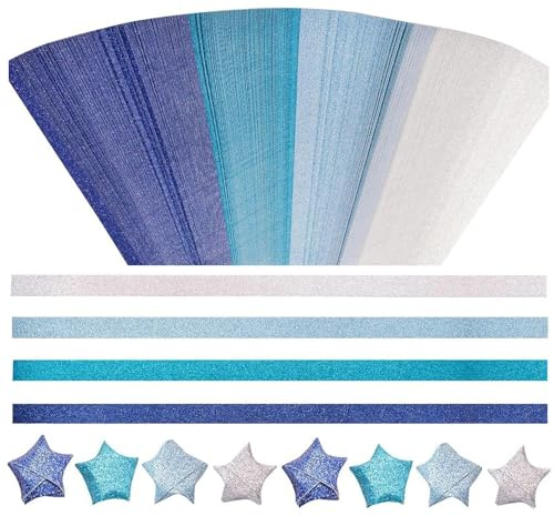 Danlai 520 ark Origami Star pappersremsor glitter lyckostjärna origami pappersstjärna pappersremsor för gör-det-själv konstprojekt hantverksmaterial