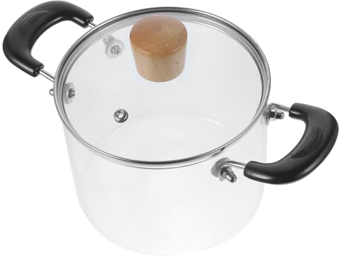 ABOOFAN Marmite à soupe en verre transparent cuiseur à pâtes pot à spaghettis pot de nouilles instantanées de pâtes claires faitout de cuisine Haute teneur en borosilicate Pot de soupe