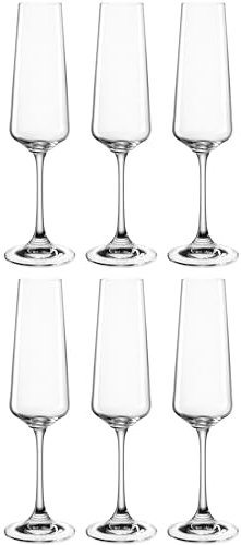 LEONARDO HOME Paladino Sekt-Gläser, 6er Set, Spülmaschinenfeste Prosecco-Kelche Mit Gezogenem Stiel, Champagner-Gläser, 220 ml, 066309