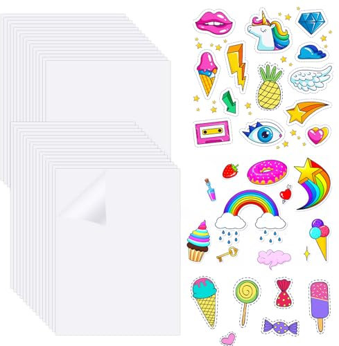 ZACUDA 30 Stück A4 Tintenstrahldrucker Aufkleberpapier Selbstklebend Vinylfolie Druckerpapier Inkjet Aufkleber zum Bedrucken 21 x 30 cm A4 Selbstklebende Druckerpapier für Tintenstrahldrucker