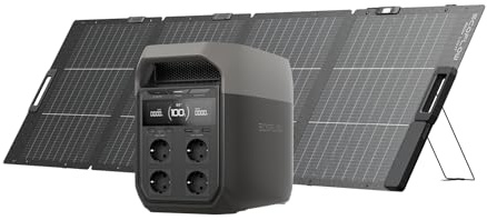 Generador EF ECOFLOW DELTA 3 con panel solar bifacial de 220 W, entrada solar 500 W, batería LFP, estación de energía portátil 1024 Wh, para doméstica, emergencia, camping y caravanas