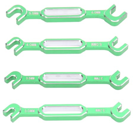 RC skruvnyckelsats 3,0 3,2 3,5 3,7 4,0 5,0 5,5 6,0 mm aluminiumlegering (Groente)