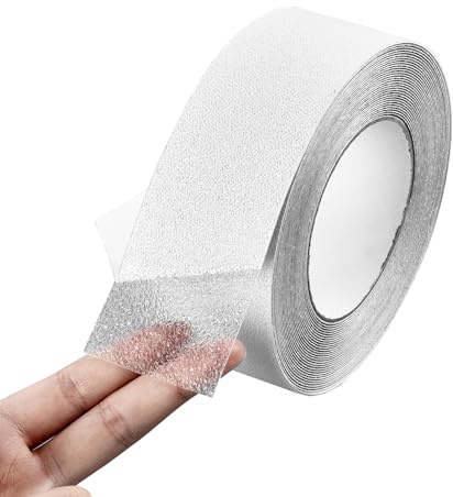 Halkfri klar tejp, anti-glid badkar och duschslitbanor, självhäftande säkerhetsvandring, halkfri tejp, transparent halkfri tejp för inomhus- och utomhussteg (5 cm bredd x 5 m lång)