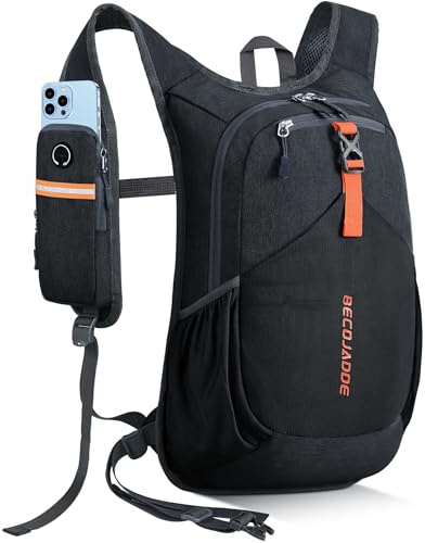 BECOJADDE 18L Wanderrucksack Herren Kleiner Rucksack Damen Leichter Daypack Tagesrucksack Faltbarer Trekkingrucksack für Camping Outdoor Wandern Travel Schwarz