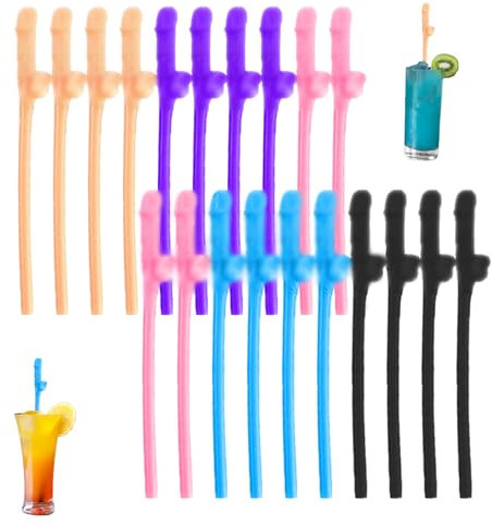 Ruayia Wiederverwendbare Strohhalme, 20 Stück Strohhalm, Bachelorette Party Strohhalme, Mehrweg Trinkhalme aus Kunststoff, Cocktail Trinkhalm für Hen Party, Bar, Partyzubehör