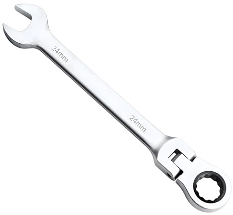 Foyscr Combination Ratchet Spanner, CRV Forged 24mm Wrench, Industrial Dual Purpose Design, Anti Slip Anti Bend Hand Tool