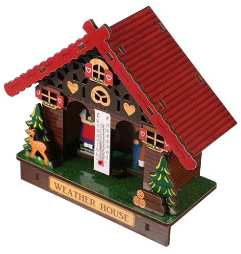 HOODANCOS Estación Meteorológica de Pared de Madera con Barómetro Termómetro y Higrómetro Diseño Elegante para Decoración del Hogar Monitorización Precisa de Temperatura y Humedad Fácil