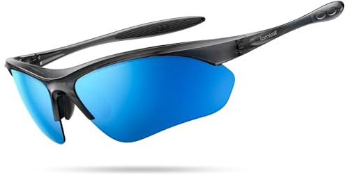Lamicall Occhiali da Sole Ciclismo Polarizzati - [22g & Design Avvolgente] UV400 Protezione, TR90-Montatura, Nasello Regolabile, Occhiali da Sole Sportivi Multifunzionali per Pesca/Corsa/Escursionismo