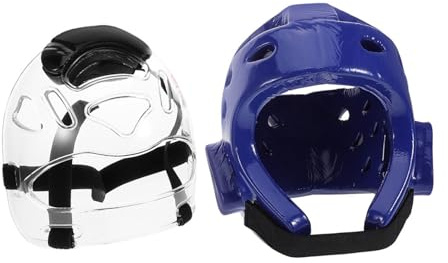 Ciieeo Casque de Protection Intégrale Taekwondo pour Garçon et Filles, Bleu, Réglable Rembourrage Mousse, Adapté au Kickboxing et Boxe
