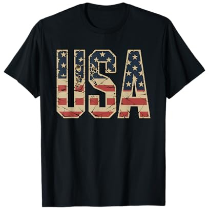 Camiseta De Hockey con Bandera Americana para Hombre Y Niña, Camiseta