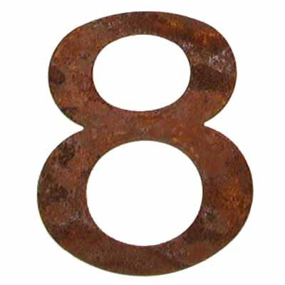 Rusty Tin Number 8 Cutout | 12 Pieces
