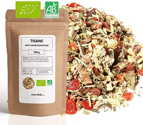 Tisane Bio - Maté Vert - tisane minceur & puissant detox - Yerba maté, fenouil, ortie - 100g - 40 Tasses - 100% Bio - Mes-Thés