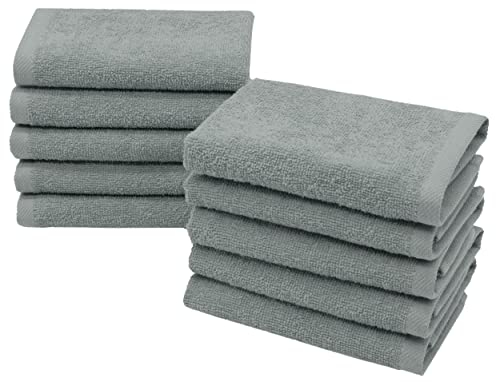 ZOLLNER 10er Set Seiftücher - weiche und saugstarke Waschlappen - waschbar bis 95°C - Baumwolle - 30x30 cm in hellgrau