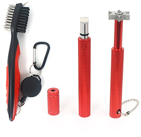 VIPMOON Set di Attrezzi per la Pulizia delle Mazze da Golf, Spazzola Retrattile e affilatrice a 2 scanalature per scanalature a U e V, Kit Portatile per la Pulizia di Tutti i Ferri da Golf per Uomo