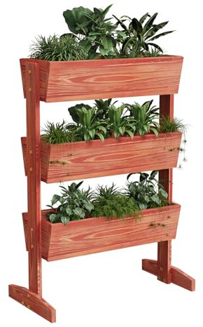 Unho fioriera per erbe aromatiche da esterno fioriera legno, orto verticale fioriera da balcone giardino verticale piante cucina interno Fioriera verticale resistente per coltivare erbe con 3 vasi