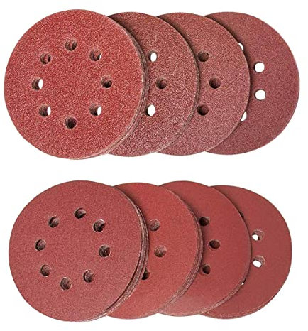 Goysen 80 Stück 125 mm Schleifscheiben Klett, Exzenterschleifer Schleifscheiben Set Runde 8 Loch mit Körnung 10x 40/60/80/120/180/240/320/400 für Metall Holz Stein