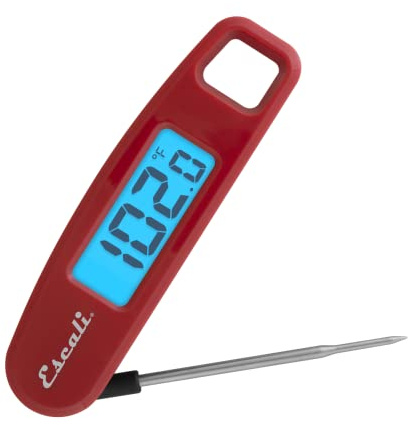 Escali Compact Portable Meat Candy Folding Digital Thermometer, Backlit Display Easy to Storage with Magnet, Red