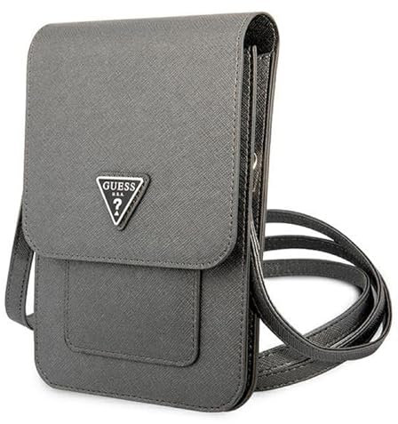 GUESS Unisex Borsa Guwbsatmgr Grigio Saffiano Triangle Phone case, Schwarz