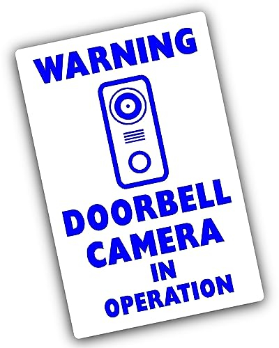 1 x Sticker Warning CCTV Doorbell in Operation Camera Recording Sign Small 24hr Security Vinyl Video Notice Label BLUE on WHITE Door Bell 90x60mm Portrait C7